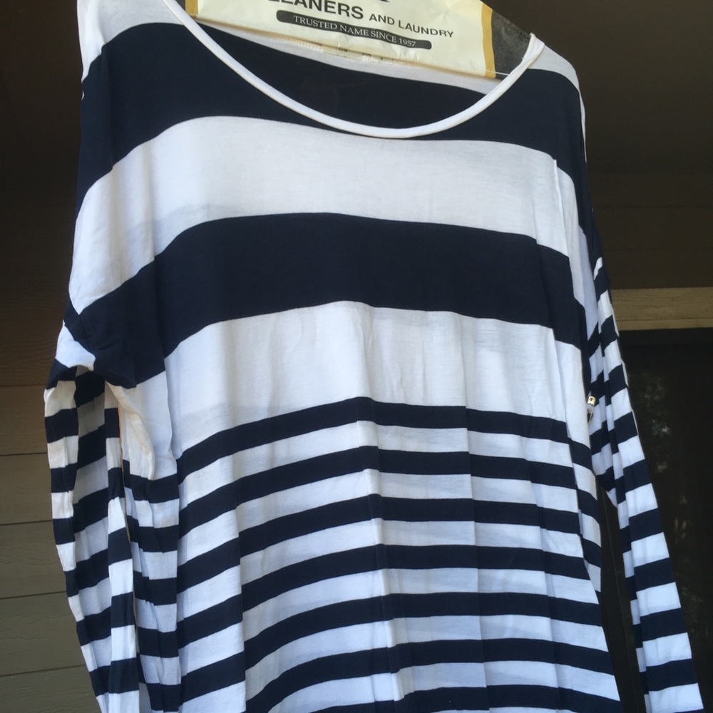 Blue and white striped shirt